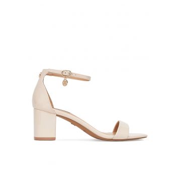 Sandale cu toc dama  bej - piele ecologica