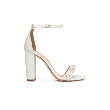Sandale cu toc dama -  F0812-21 - alb -