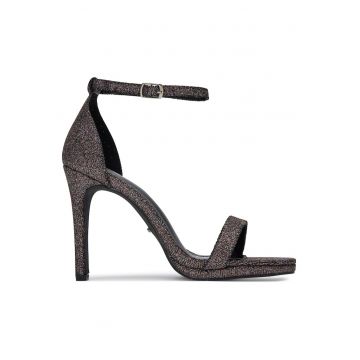 Sandale cu toc dama  NEW BUENA - tesatura - negre