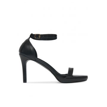 Sandale cu toc dama -  piele ecologica - Negru