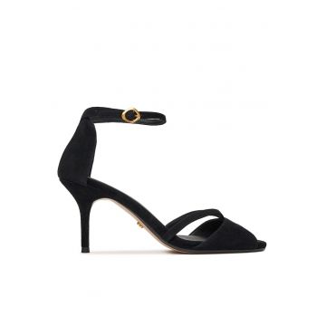Sandale cu toc dama -  piele naturala - negru