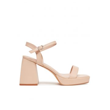 Sandale cu toc dama -  roz
