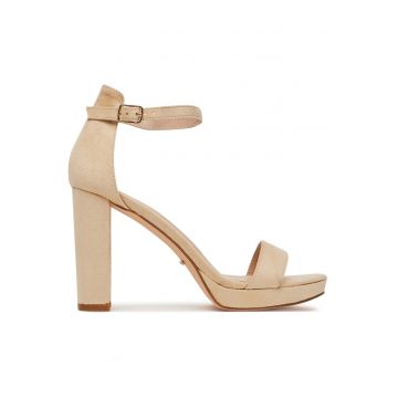 Sandale cu toc dama -  SE008 - bej