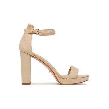 Sandale cu toc dama -  SE008 - bej