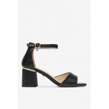 Sandale cu toc  Negru - Sintetic