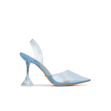 Sandale cu toc -  ZALHT-02 - albastru - material plastic