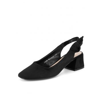 Sandale dama -  cu toc - negri - tesatura