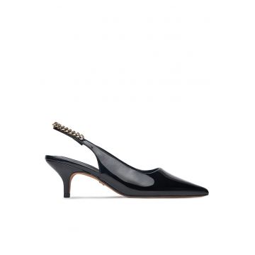 Sandale dama -  cu toc - piele ecologica - negru