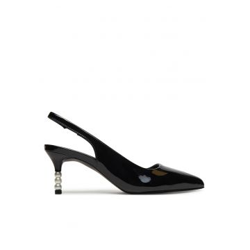 Sandale dama -  cu toc - piele naturala - negru