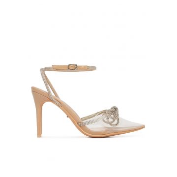 Sandale dama -  FA5304-24 - toc - bej - material sintetic