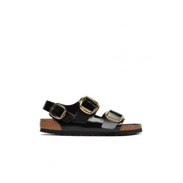 Sandale dama -  Milano Big Buckle - piele naturala - negru - Negru
