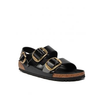 Sandale dama -  Milano Big Buckle - piele naturala - negru - Negru