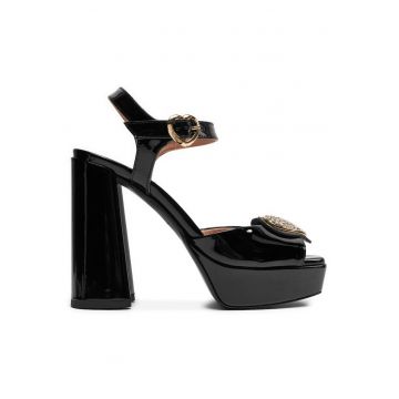 Sandale dama -  piele ecologica - negru -