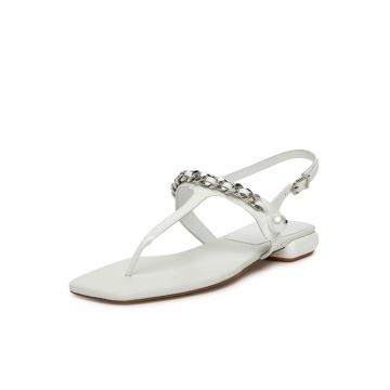 Sandale dama  piele naturala - alb - 2.5 cm tocul