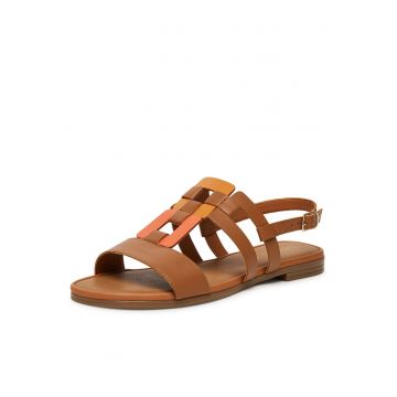 Sandale dama -  piele naturala - maro/portocaliu
