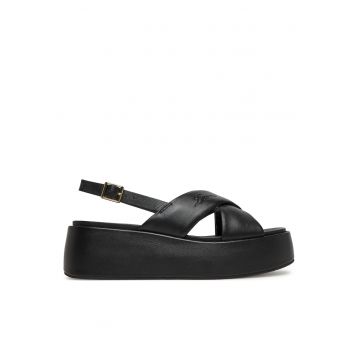 Sandale dama  piele naturala - negru -