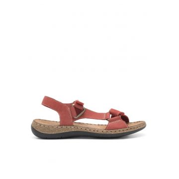 Sandale dama -  Piele naturala - Rosu