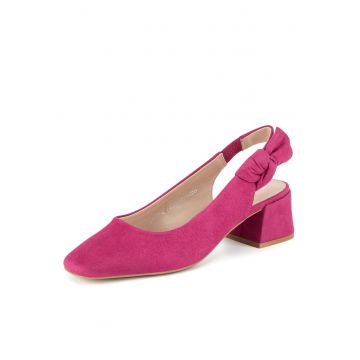 Sandale dama -  roz - toc mediu - material textil