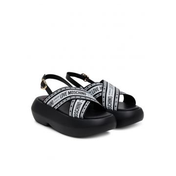 Sandale dama -  tesatura - negru/alb
