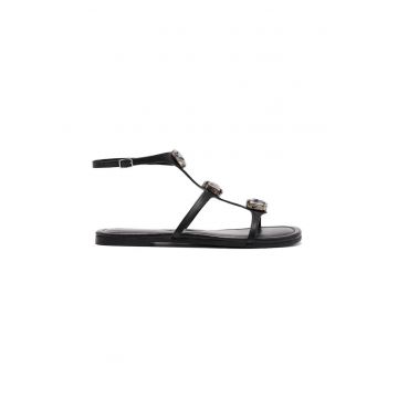 Sandale de piele cu catarama - Negru