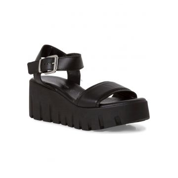 Sandale toc -  Piele naturala - Negru -