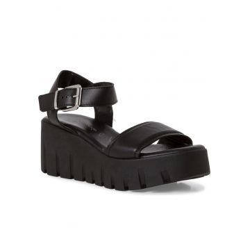 Sandale toc -  Piele naturala - Negru -