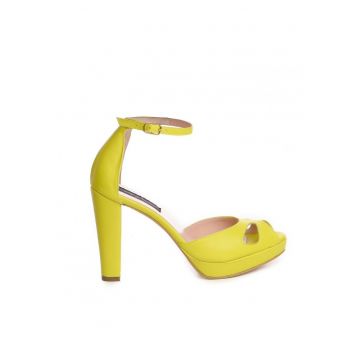 Sandale cu platforma piele naturala Lime The 70's Sandals