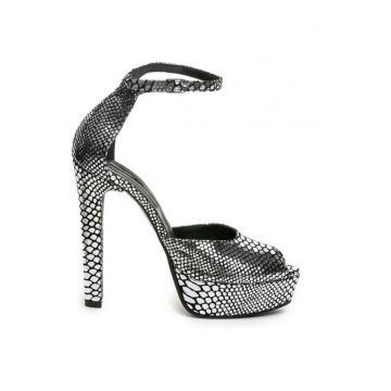 Sandale cu platforma piele naturala The 70's Sandals Argintiu