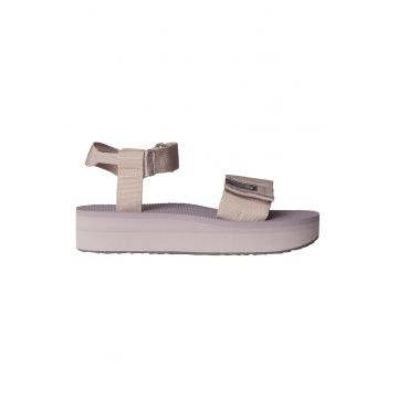 Sandale cu talpa flatform si barete cu inchidere velcro Skeena - Bej/Liliac prafuit