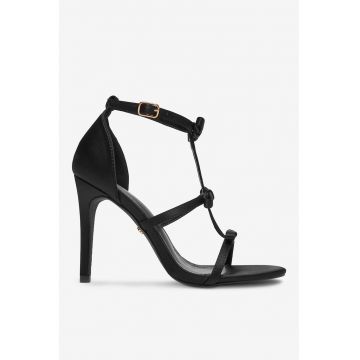 Sandale cu toc  Negru - Material Sintetic - Negru