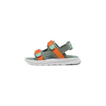 Sandale cu velcro Evolve - Portocaliu mandarina/Verde sparanghel