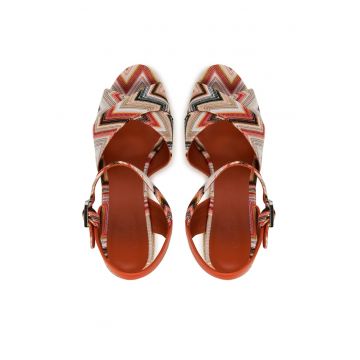 Sandale dama -  espadrile portocalii - colorate - tesatura