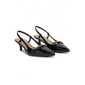 Sandale dama  model Black Z99 - toc - piele ecologica - culoare negru -