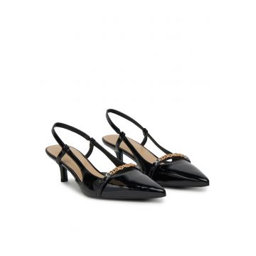 Sandale dama  model Black Z99 - toc - piele ecologica - culoare negru -