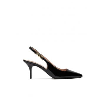 Sandale dama -  negre - toc - piele ecologica