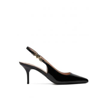 Sandale dama -  negre - toc - piele ecologica