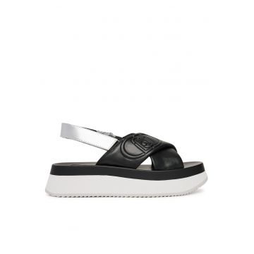 Sandale dama -  Negru/Argintiu - piele ecologica - model Dreamy 01039 -