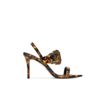 Sandale dama -  negru/auriu - piele ecologica