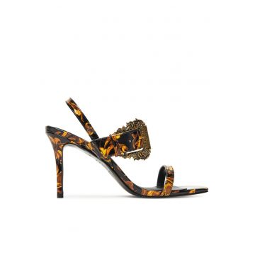 Sandale dama -  negru/auriu - piele ecologica