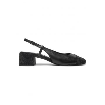 Sandale dama -  Perfect Black - piele naturala - toc cap-toe