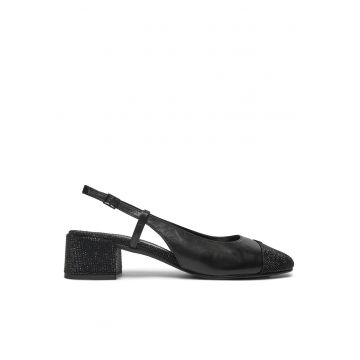 Sandale dama -  Perfect Black - piele naturala - toc cap-toe