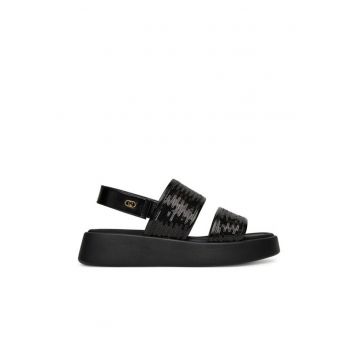 Sandale dama -  piele ecologica - negru -