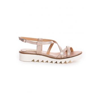 Sandale dama piele fara toc Bronz Georgie