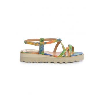 Sandale dama piele fara toc Multicolor Georgie