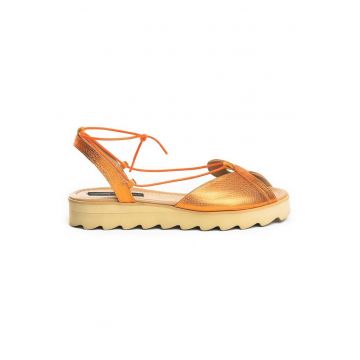 Sandale dama piele fara toc Portocaliu Bunny