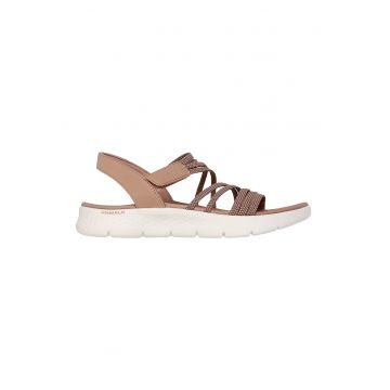Sandale de piele ecologica cu velcro - Maro camel