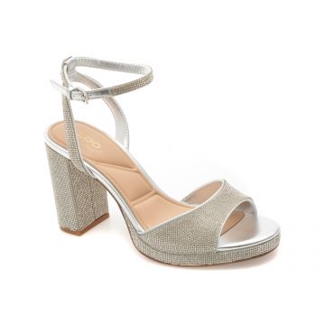 Sandale elegante ALDO argintii, 13918870, din material textil
