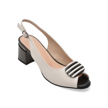 Sandale EPICA alb-negru, JI40041, din piele naturala