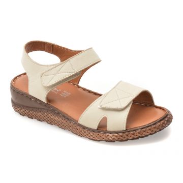 Sandale EVIDA albe, EV2879, din piele naturala