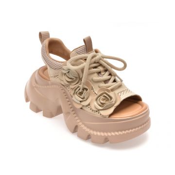 Sandale GRYXX bej, 56288, din material textil si piele naturala